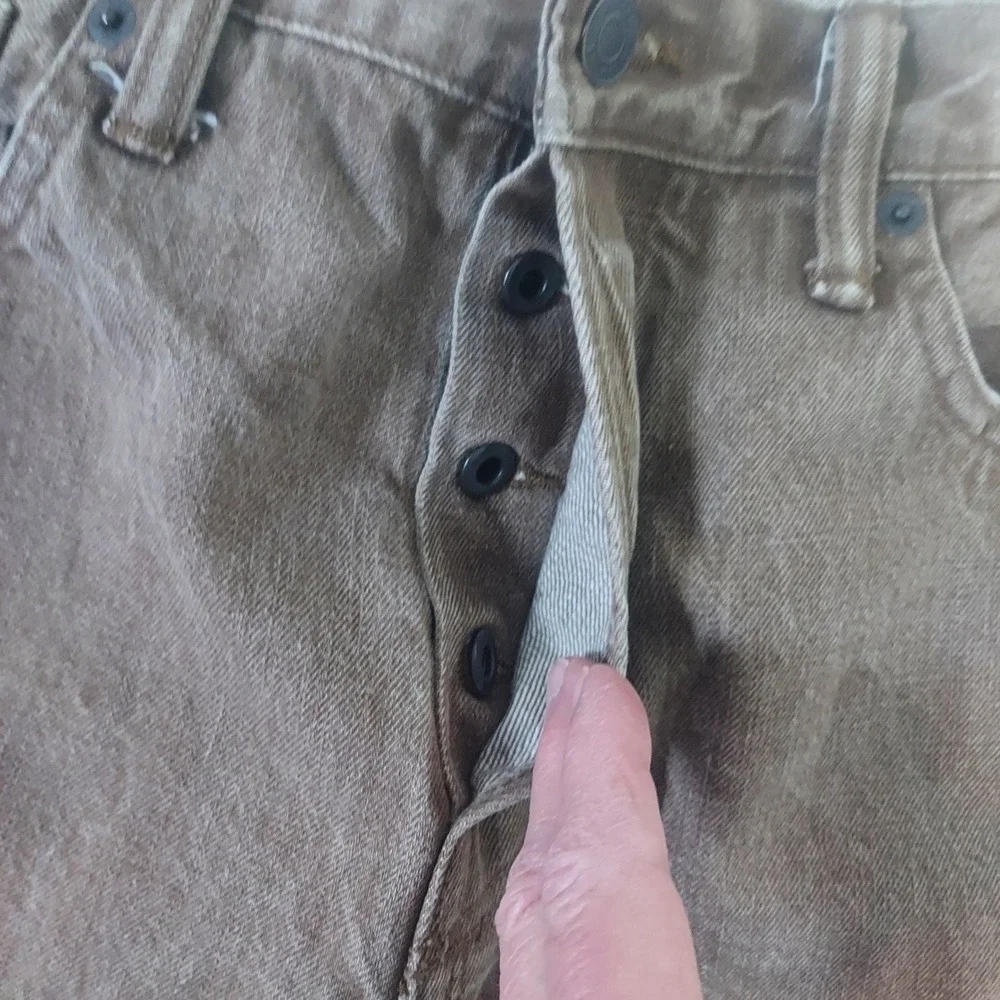 Gap 1969 Mens Straight Selvedge Denim Jeans Brown‎ 34x30 Button Fly